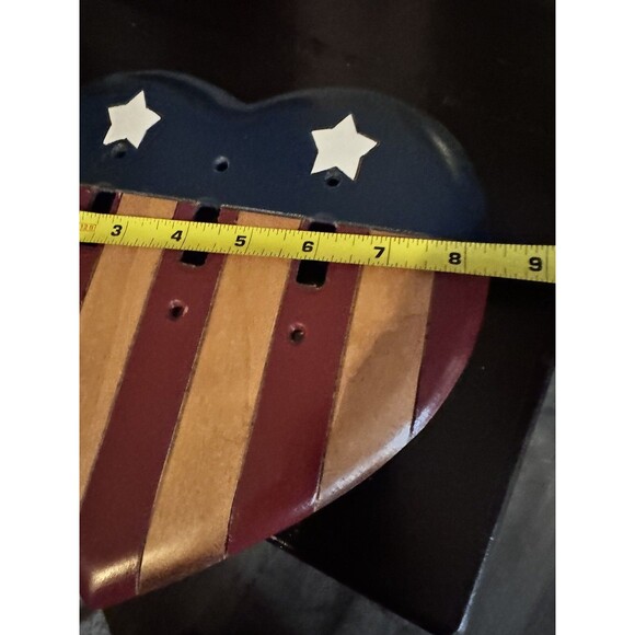VTG 80s american heart switch plate cover DERKS wood Stars & Stripes Farmhouse - Picture 4 of 7